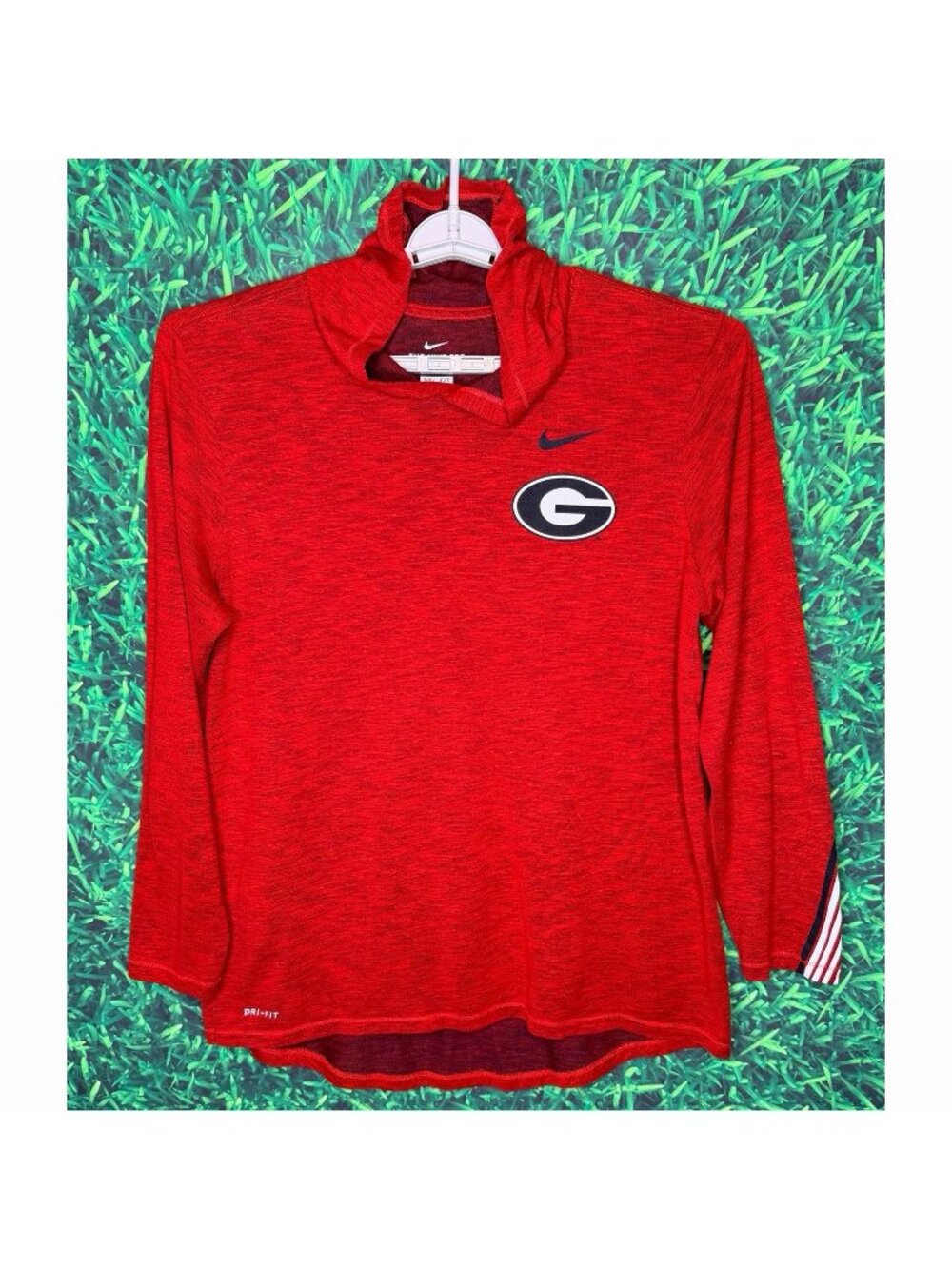 Georgia Bulldogs UGA Dawgs Red Long Sleeve Hoodie Nike Tee Shirt Dri-Fit Large